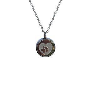 Colgante Urna Corazón con Huella Plateado