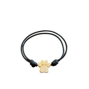 Pulsera Negra con Huella Dorada