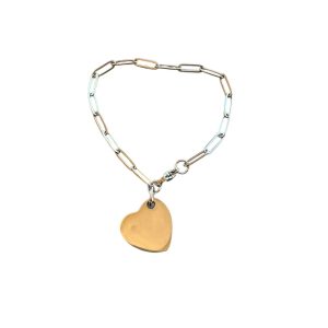 Pulsera Cadena Corazón Plateado