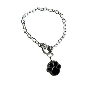 Pulsera Plateada Patita Negra